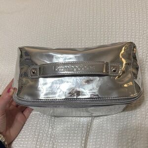 Bloomingdale's Metallic Silver Cosmetic Bag
